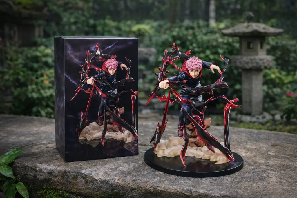 Yuji Itadori figure from ScandiAnime, detailed anime character figure with dynamic pose and vibrant colors.