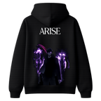 Black Solo Leveling Arise hoodie by ScandiAnime, featuring a comfortable fit and stylish design, shown in the product image.