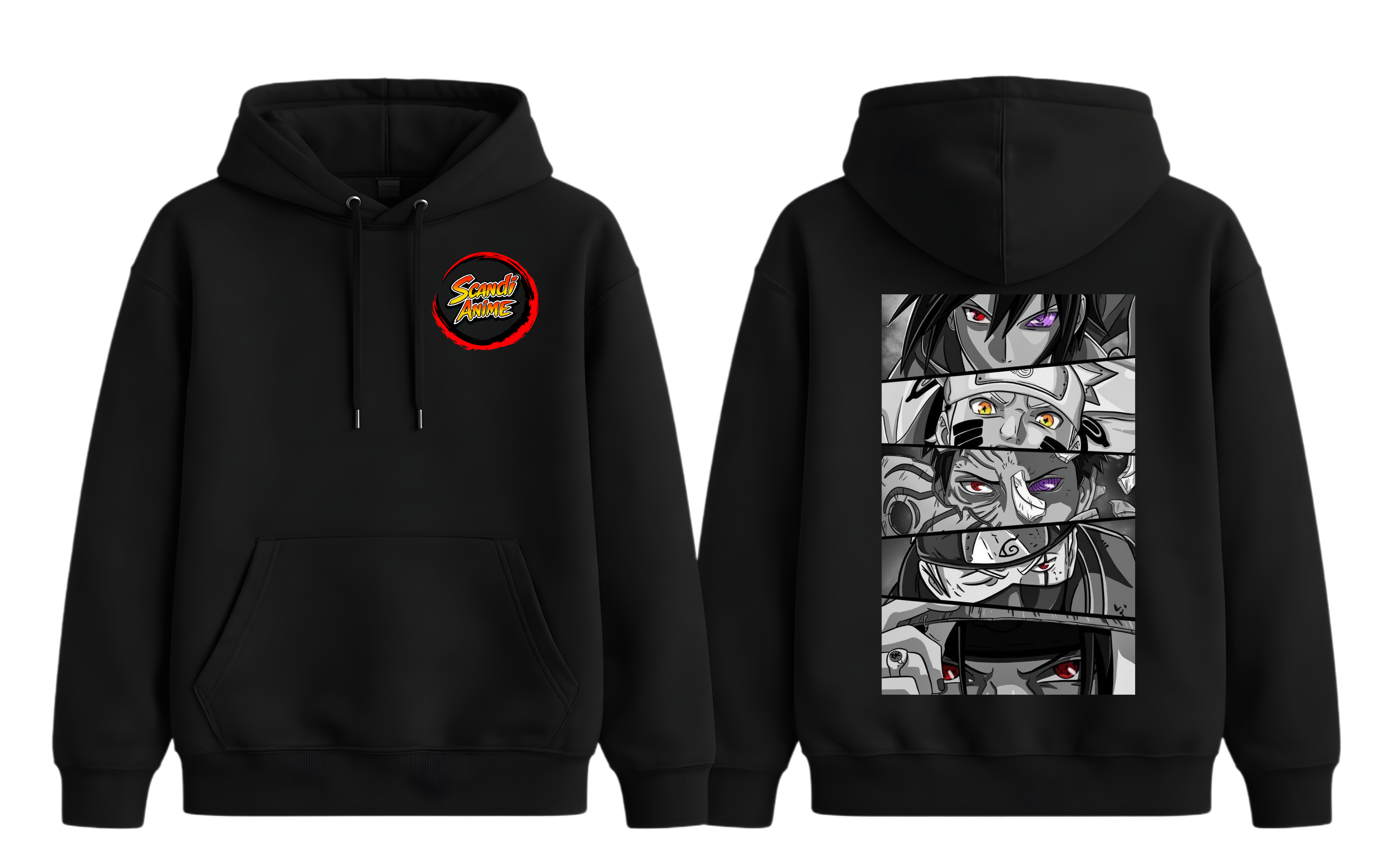 Black Naruto Shippuden hoodie by ScandiAnime featuring character graphic and comfortable fabric for fans of the anime series.