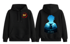 Black Giyu hoodie by ScandiAnime featuring a comfortable fit and stylish design, perfect for fans of anime-inspired casual wear.