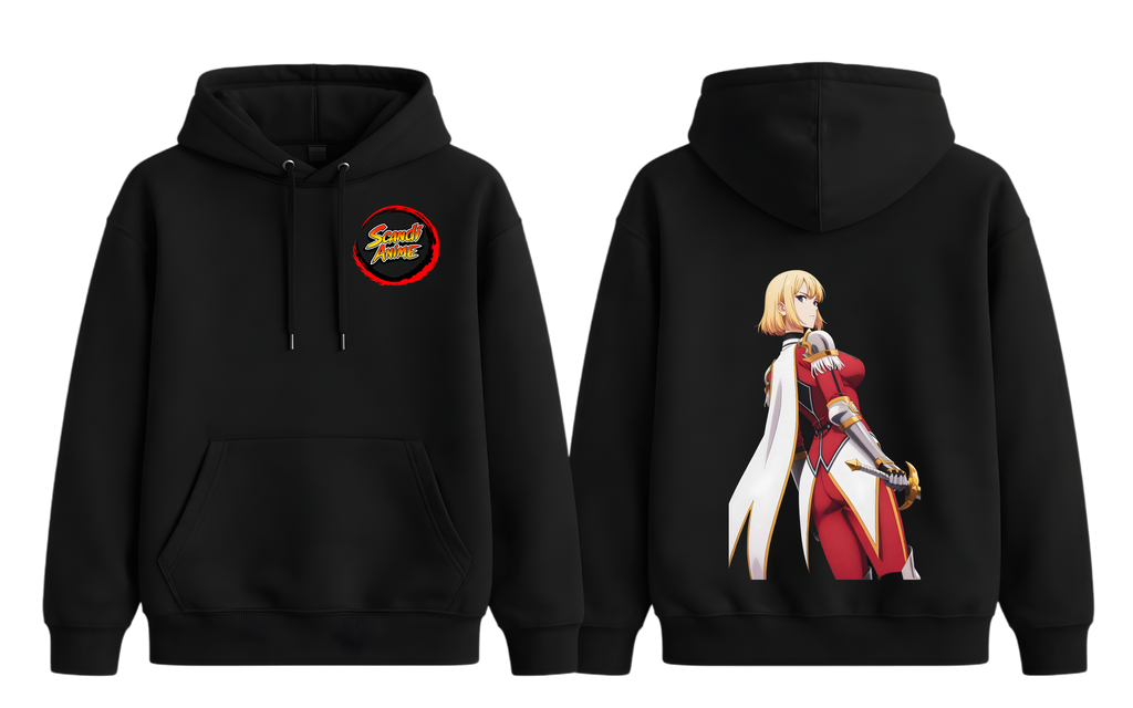 Black Cha Hae-In hoodie by ScandiAnime, featuring a comfortable fit and detailed character design on the front.