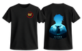 Black Giyu T-Shirt from ScandiAnime featuring a detailed print of the character Giyu from anime.