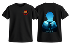 Black Giyu T-Shirt from ScandiAnime featuring a detailed print of the character Giyu from anime.