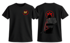 Black Sasuke T-Shirt from ScandiAnime featuring a detailed graphic of the character Sasuke Uchiha from Naruto.