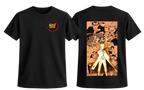Black Naruto T-Shirt by ScandiAnime featuring Naruto Uzumaki illustration on the front.