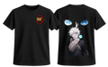 Black Satoru Gojo T-Shirt from ScandiAnime featuring a detailed graphic design of the character.