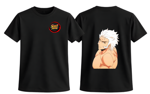 Black Baek Yoon-Ho T-shirt from ScandiAnime featuring a graphic design on the front.