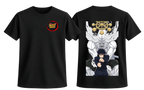 Black Megumi T-Shirt by ScandiAnime featuring a stylish graphic design on the front.