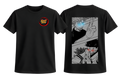 Black Gojo and Sukuna T-Shirt by ScandiAnime featuring detailed anime character graphics on the front.