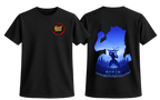 Black Inosuke T-Shirt from ScandiAnime featuring a graphic print of Inosuke from Demon Slayer on the front.