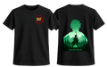 Black Tanjiro T-shirt by ScandiAnime featuring a detailed anime character illustration on front.