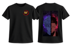 Black Gojo and Sukuna T-shirt from ScandiAnime featuring detailed character illustrations on comfortable fabric.