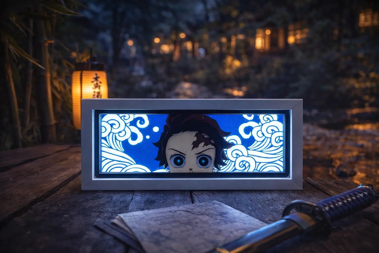 Tanjiro Kamado aura lamp by ScandiAnime, featuring detailed character design with a glowing aura effect, perfect for anime fans.