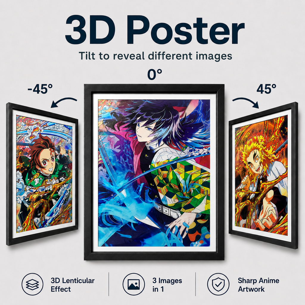 Demon Slayer - Tanjiro, Giyu and Rengoku 3D Poster - ScandiAnime