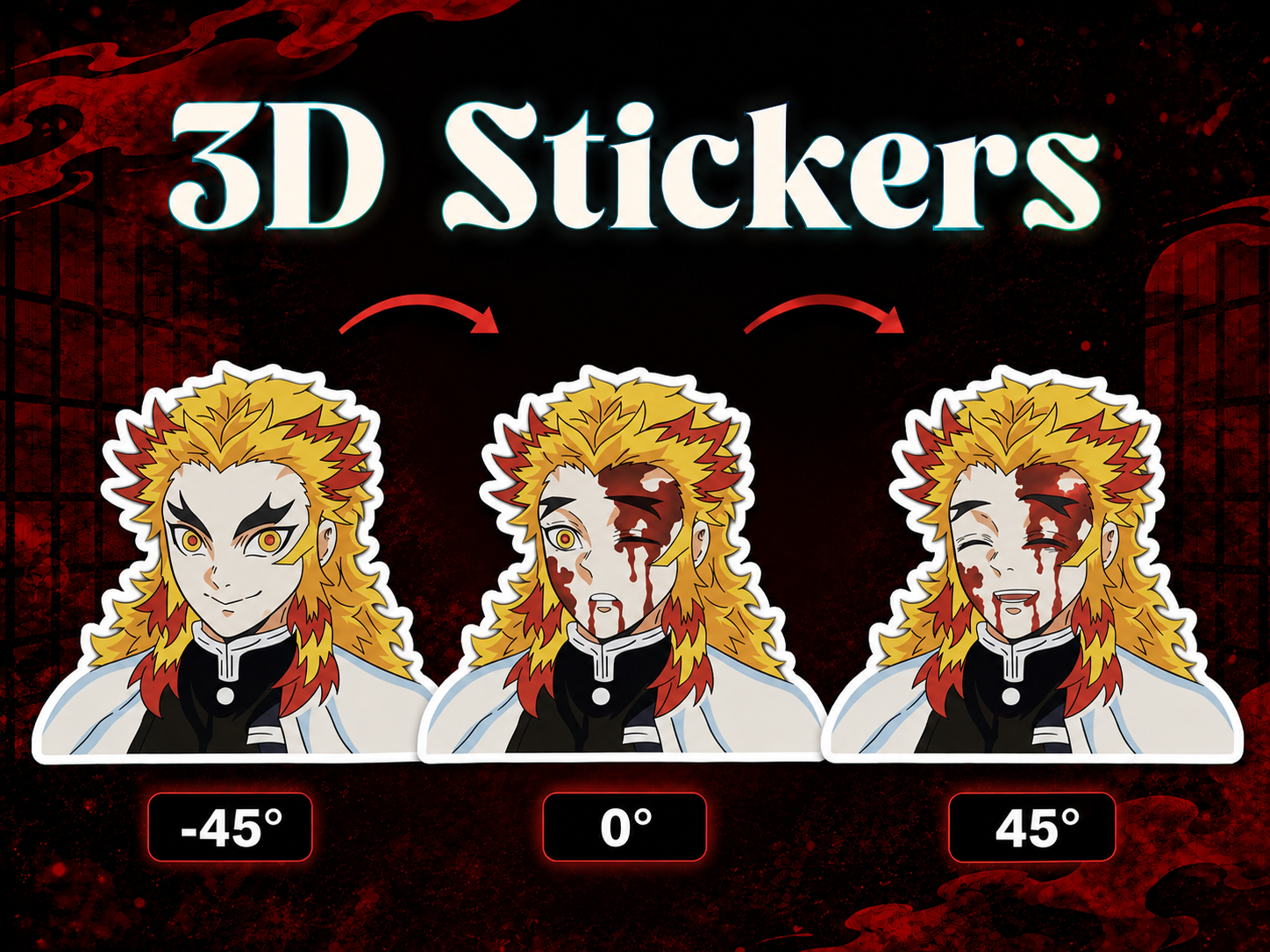 Demon Slayer - Rengoku 3D Stickers - ScandiAnime