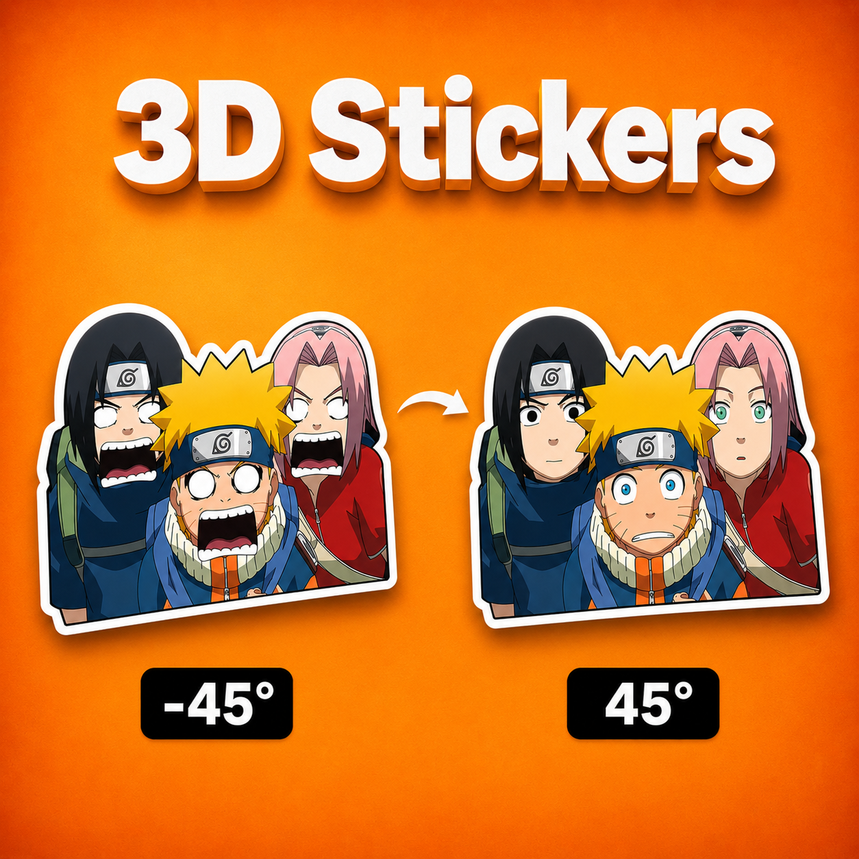 Naruto - Team 3D Stickers - ScandiAnime