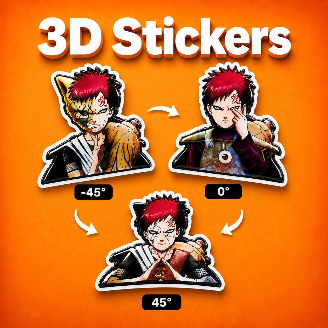 Naruto - Gaara 3D Stickers - ScandiAnime