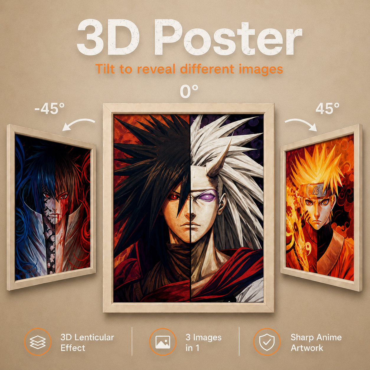 Naruto, Sasuke and Madara 3D Poster - ScandiAnime