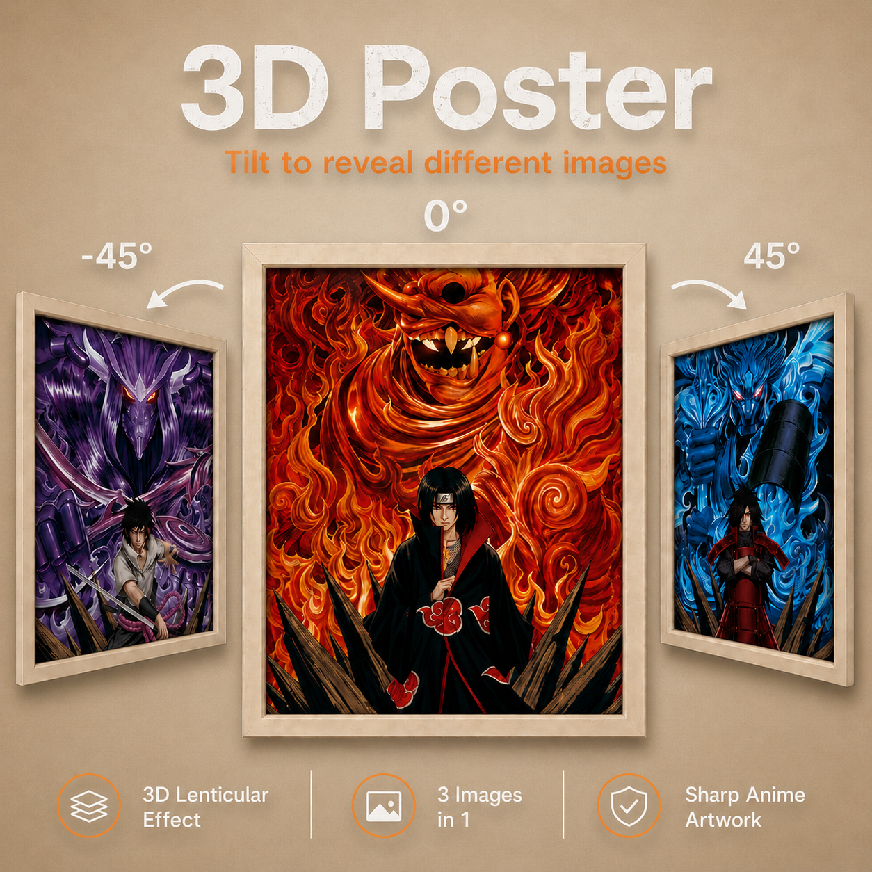 Naruto - Susano Madara, Itachi and Sasuke 3D Poster - ScandiAnime