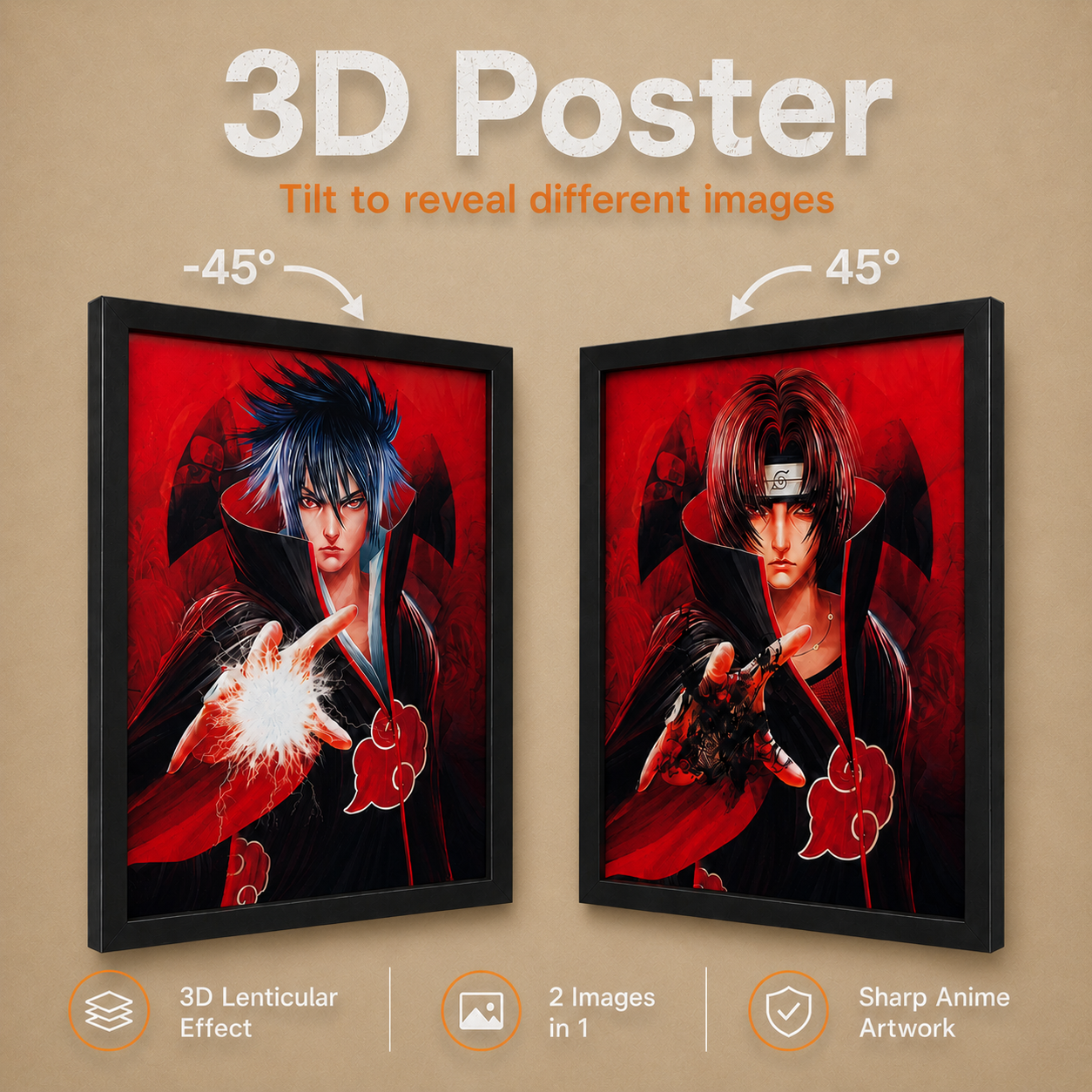 Naruto - Sasuke and Itachi 3D Poster - ScandiAnime