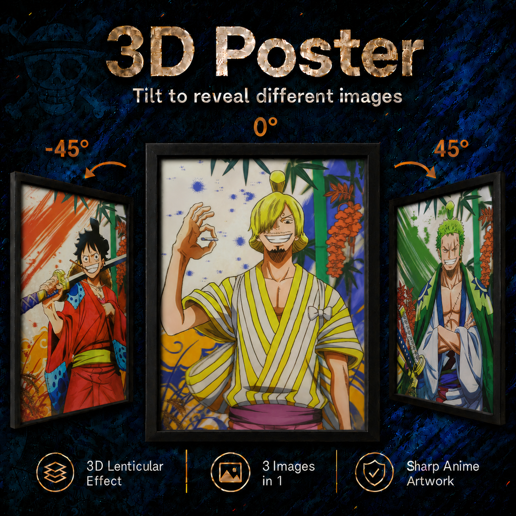 One Piece - Luffy, Zoro and Sanji 3D Poster - ScandiAnime