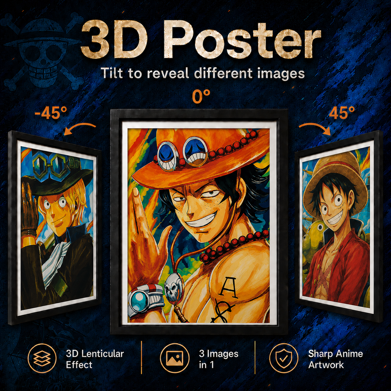 One Piece - Luffy, Ace and Sabo 3D Poster - ScandiAnime