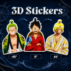 One Piece - Sanji, Luffy and Zoro 3D Stickers - ScandiAnime