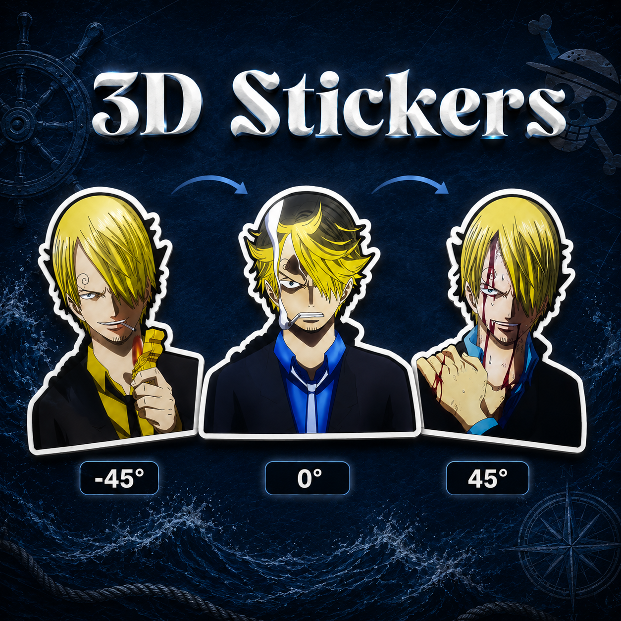 One Piece - Sanji 3D Stickers - ScandiAnime