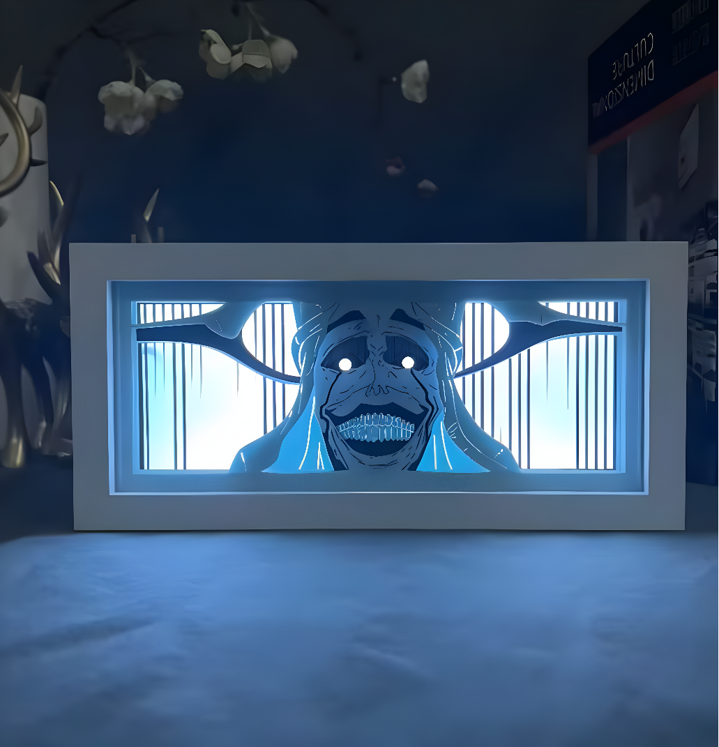 ScandiAnime Statue of God Aura Lamp glowing softly with intricate design, ceramic finish, and ambient lighting.