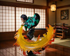 ScandiAnime Tanjiro Fire figure from Demon Slayer series, detailed collectible figure with fiery sword and traditional outfit.