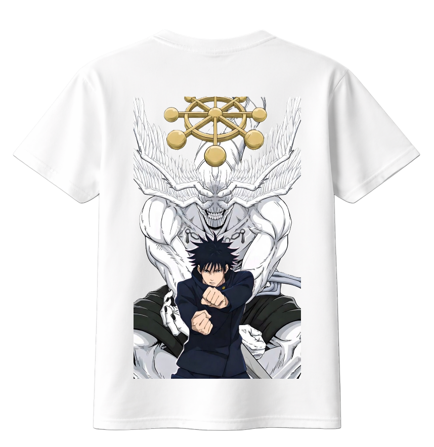 ScandiAnime Megumi T-Shirt featuring a stylish graphic design on soft cotton fabric, perfect for casual wear.