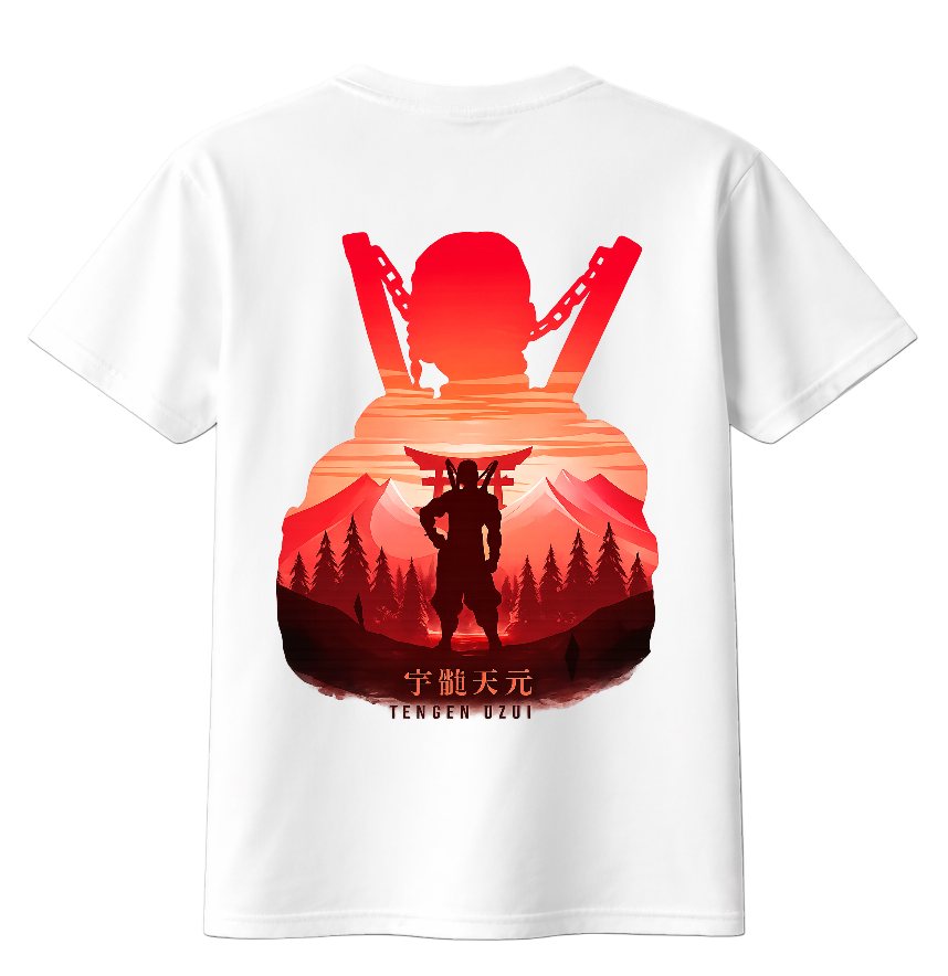 ScandiAnime Tengen T-Shirt featuring a detailed graphic design, casual fit, and soft fabric for comfortable everyday wear.