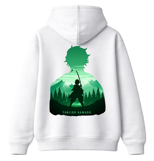 Tanjiro hoodie from ScandiAnime featuring detailed character artwork, comfortable fit, and tan color.