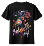 Black Jujutsu Kaisen T-shirt by ScandiAnime featuring character print, made of soft cotton fabric.