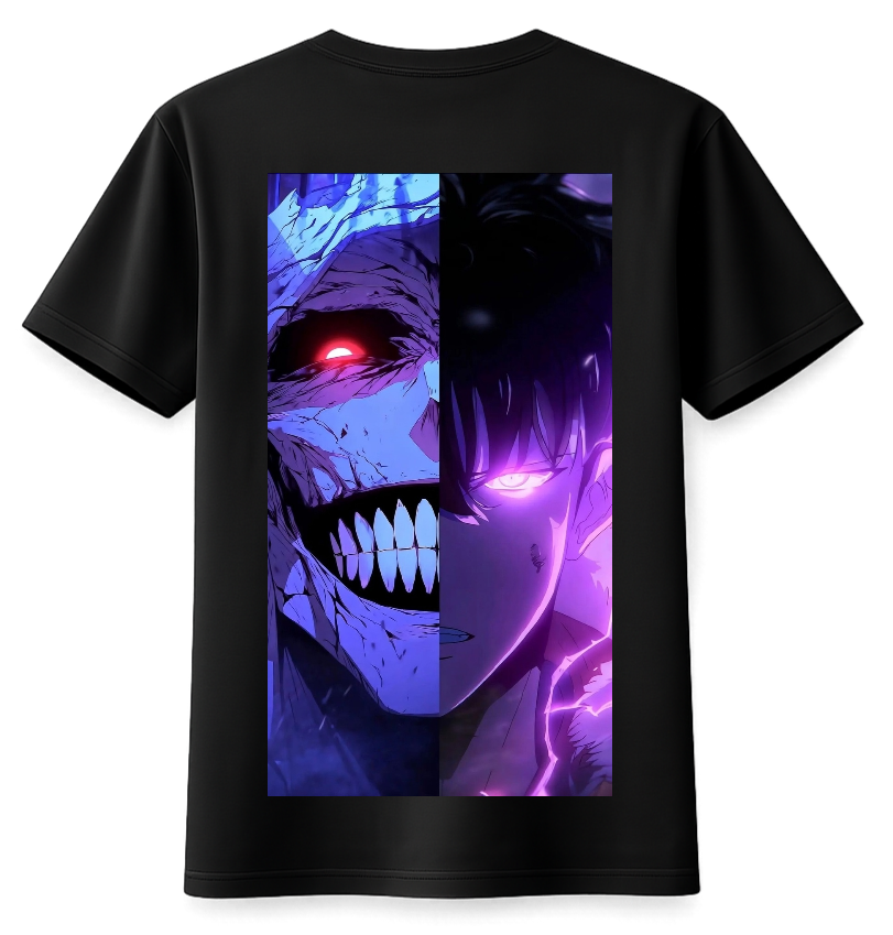 ScandiAnime Sung Jinwoo T-Shirt featuring a graphic print of Sung Jinwoo from the Untitled Project, casual and stylish apparel.