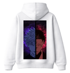 ScandiAnime Gojo and Sukuna hoodie featuring detailed graphic design of the anime characters on a black hoodie.