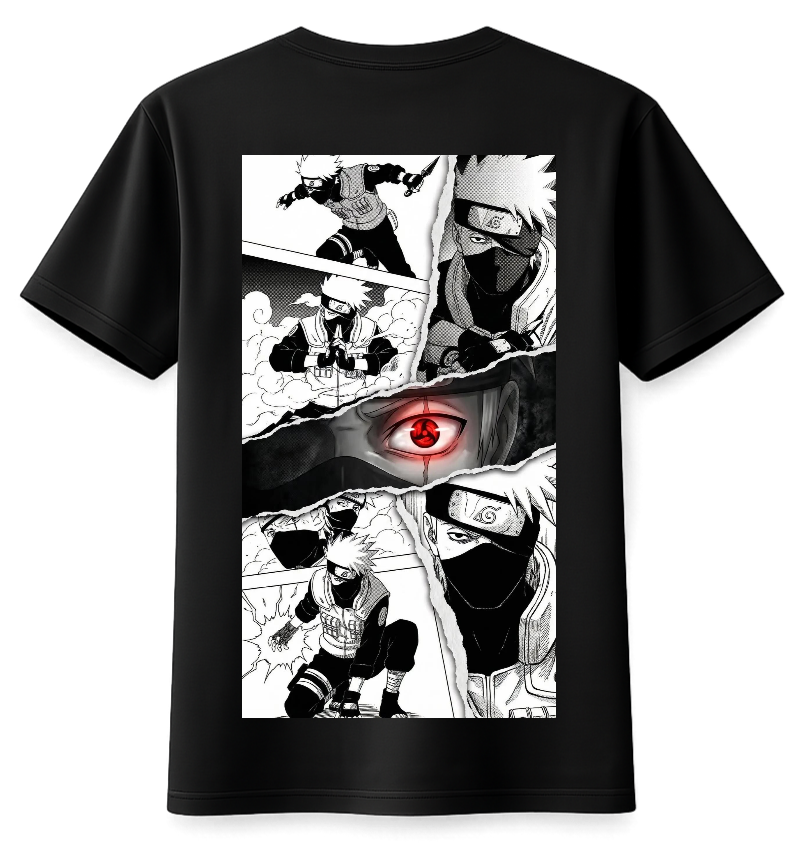 ScandiAnime Kakashi T-shirt featuring a detailed graphic of Kakashi Hatake from Naruto, in a casual fit and soft fabric.