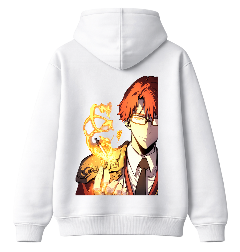ScandiAnime Choi Jong-In hoodie showing a comfortable black hoodie with graphic design on the front and a drawstring hood.