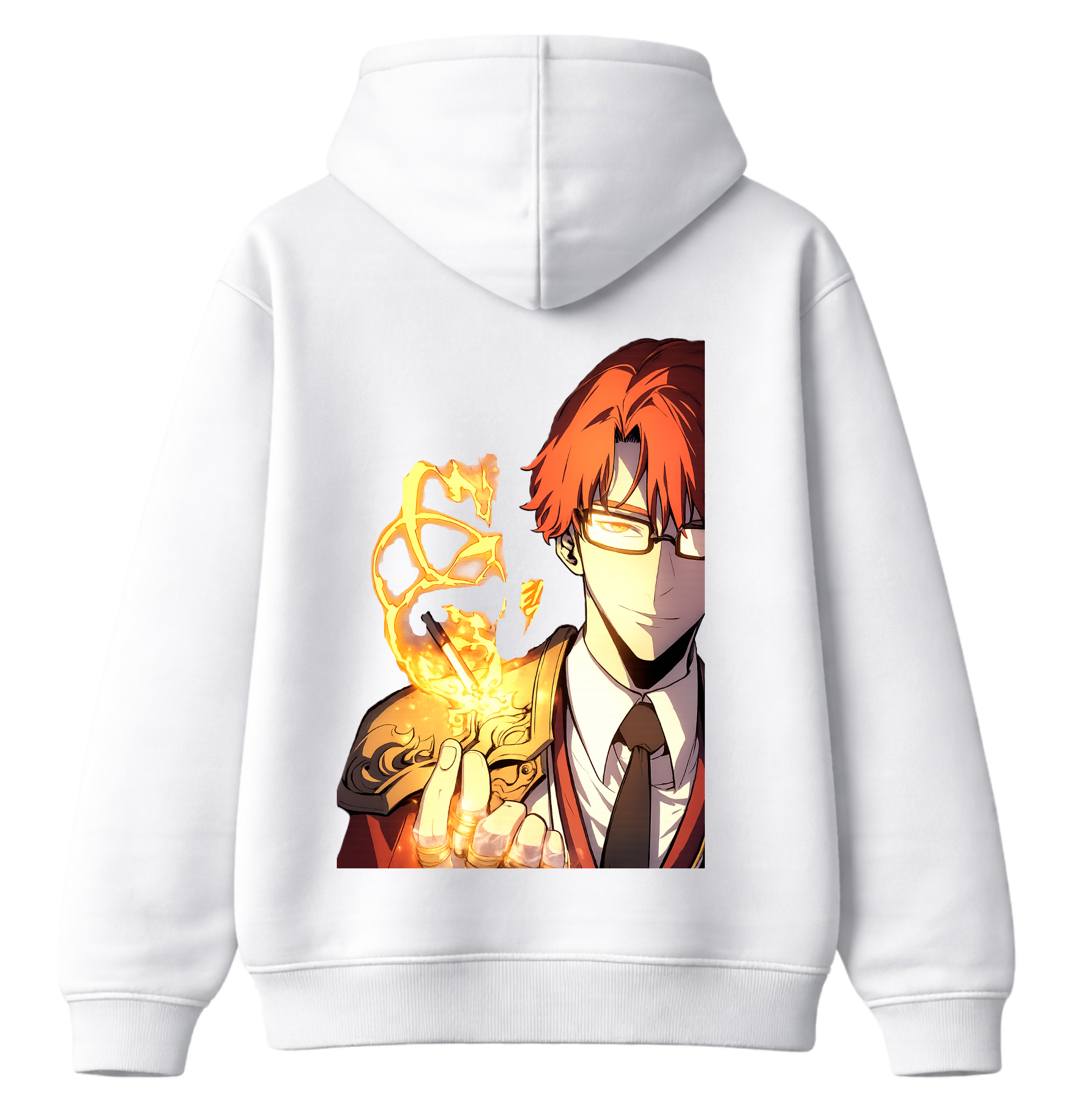 ScandiAnime Choi Jong-In hoodie showing a comfortable black hoodie with graphic design on the front and a drawstring hood.