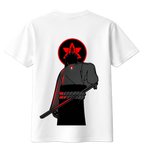 Black Sasuke T-Shirt by ScandiAnime featuring a detailed graphic of Sasuke Uchiha from Naruto on the front.