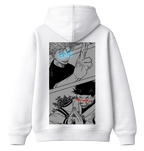 ScandiAnime Gojo and Sukuna manga hoodie, featuring detailed artwork of the characters on a comfortable black hoodie.