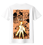 Gray Naruto T-Shirt from ScandiAnime featuring Naruto Uzumaki's iconic design and logo, made from comfortable cotton fabric.