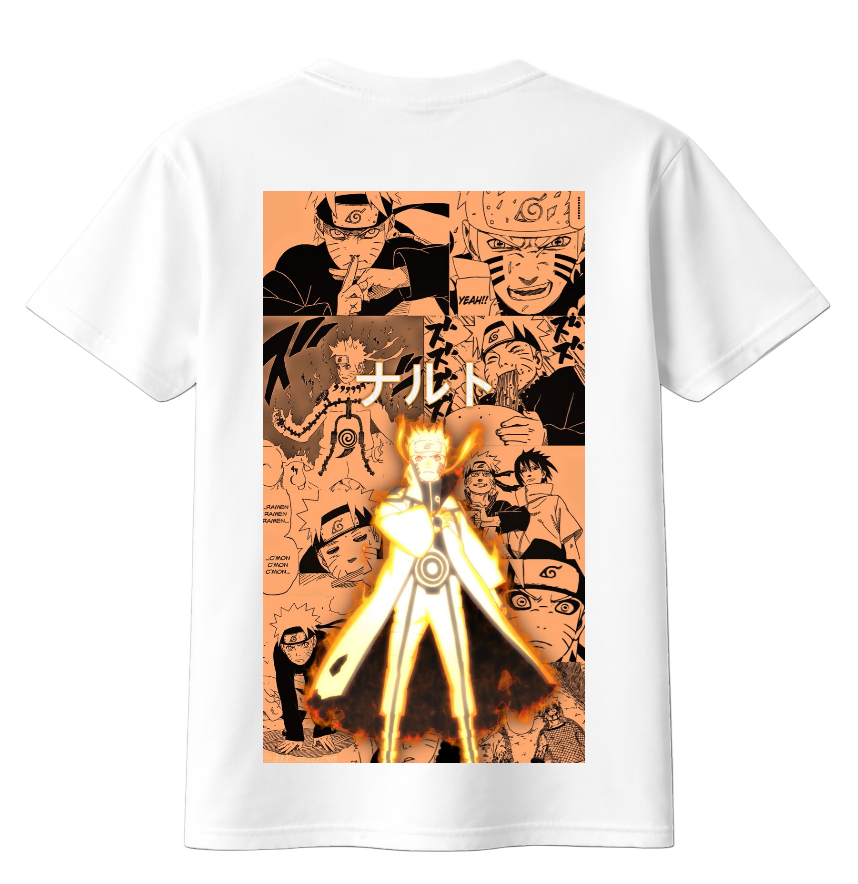 Gray Naruto T-Shirt from ScandiAnime featuring Naruto Uzumaki's iconic design and logo, made from comfortable cotton fabric.