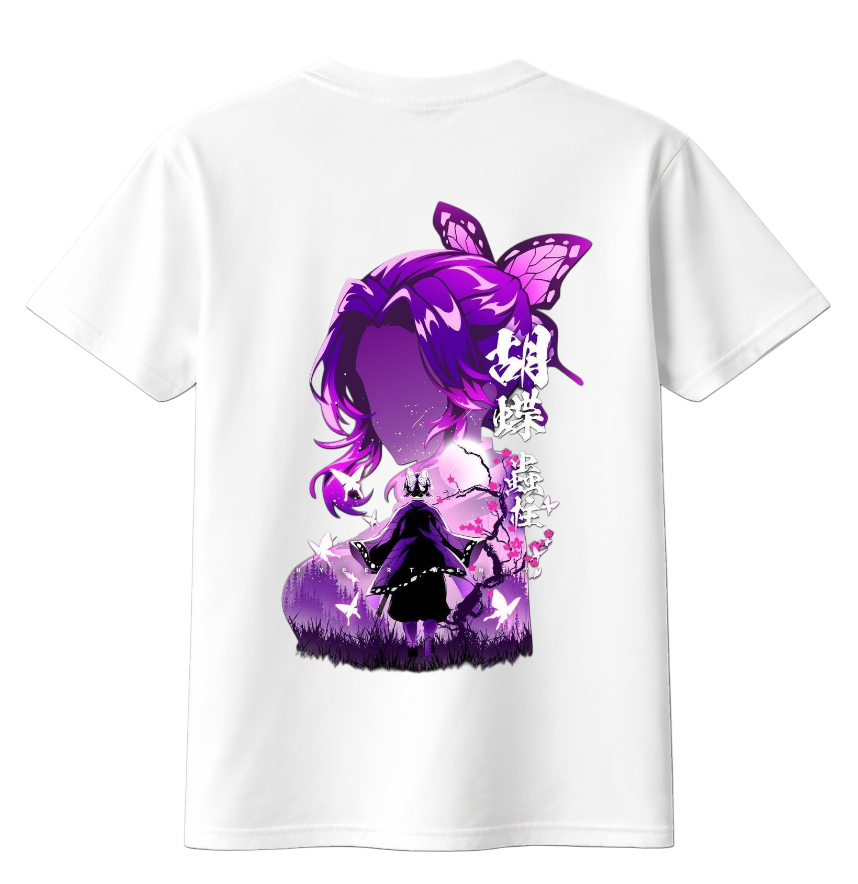 ScandiAnime Shinobu Kocho T-Shirt featuring anime character graphic on soft fabric, casual fit, perfect for fans of Demon Slayer.