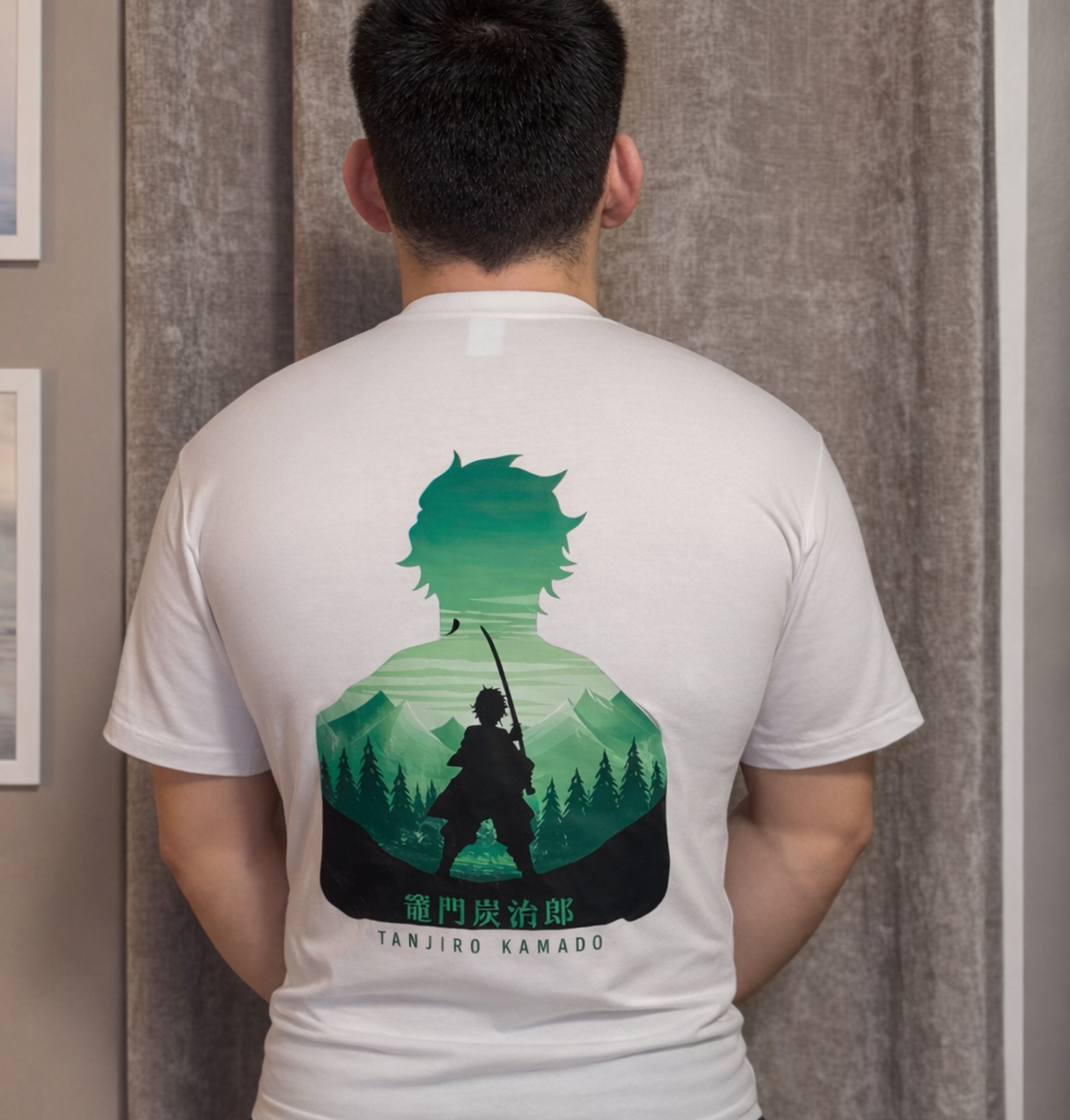 Tanjiro T-shirt from ScandiAnime featuring a detailed graphic of Tanjiro Kamado from Demon Slayer, casual fit and comfortable fabric.