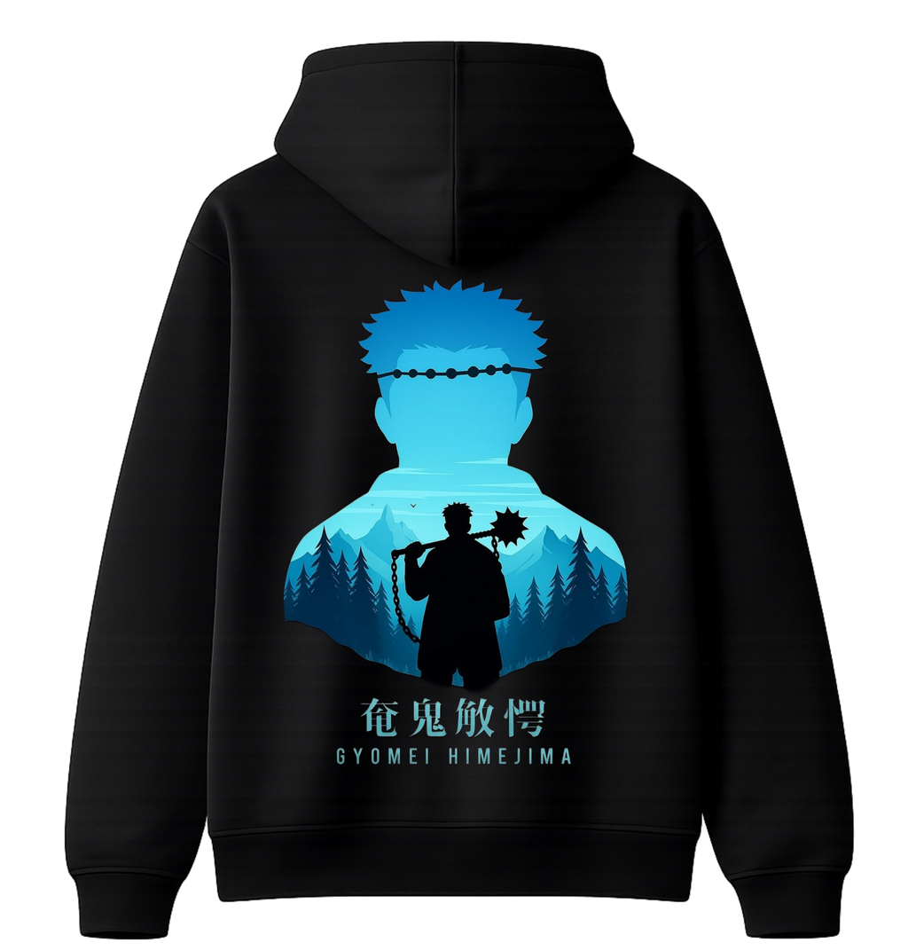 ScandiAnime Gyomei hoodie featuring a detailed graphic design on the front, made of soft fabric, perfect for casual wear.