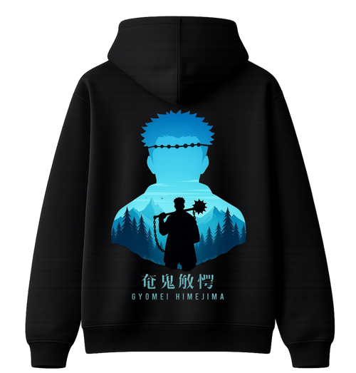 ScandiAnime Gyomei hoodie featuring a detailed graphic design on the front, made of soft fabric, perfect for casual wear.