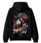 Black Jujutsu Kaisen hoodie by ScandiAnime featuring character graphic and comfortable hoodie design, front view.