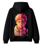 ScandiAnime Yuji and Sukuna hoodie featuring detailed graphic print of characters from the anime series.