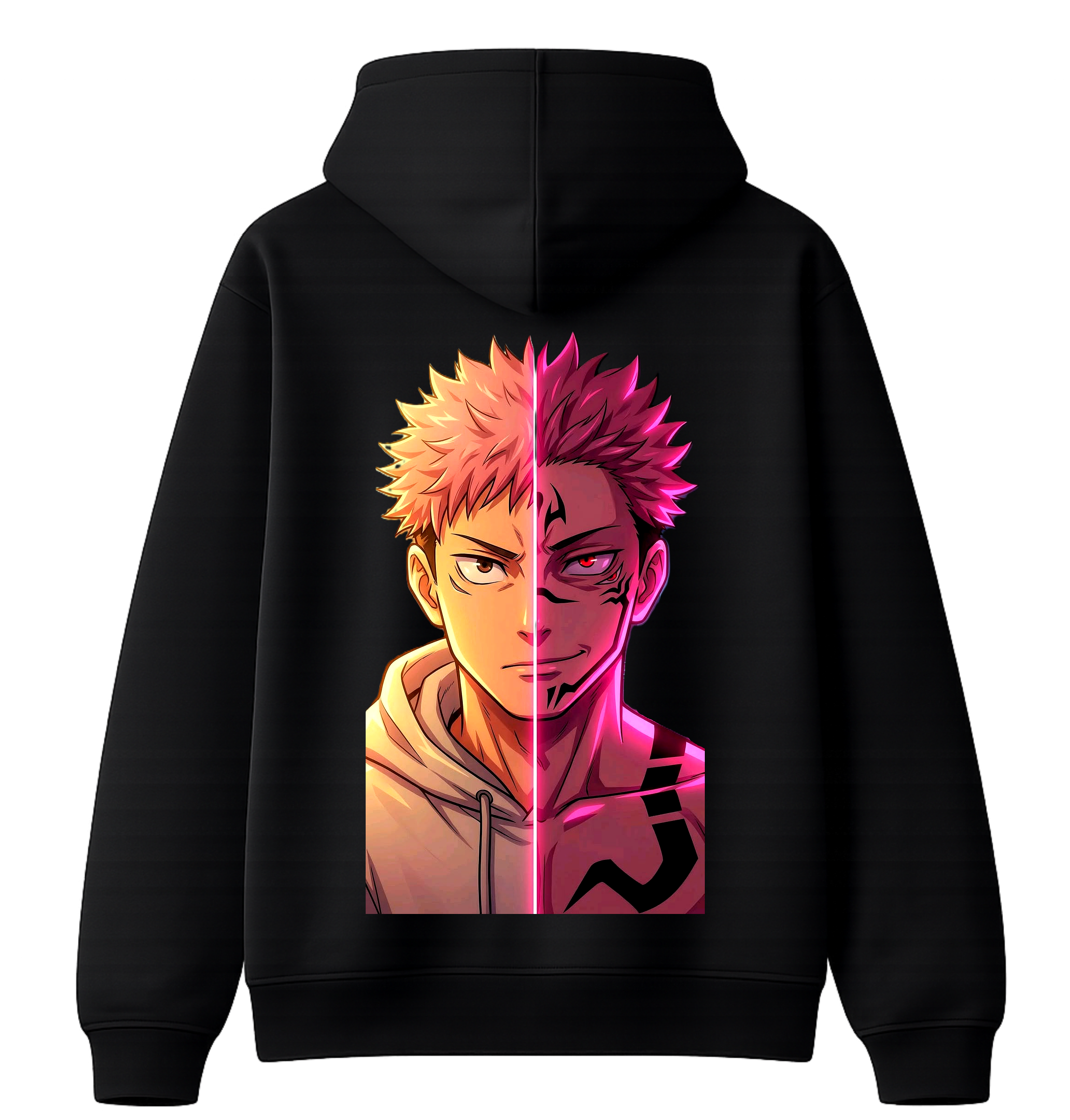 ScandiAnime Yuji and Sukuna hoodie featuring detailed graphic print of characters from the anime series.